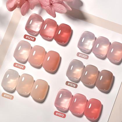 Imagem de Conjunto de Esmaltes GAOY Jelly Gel - 6 Cores de Leite de Morango (6,5 mL)