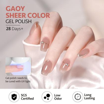 Imagem de Conjunto de Esmaltes GAOY Jelly Gel - 6 Cores de Leite de Morango (6,5 mL)
