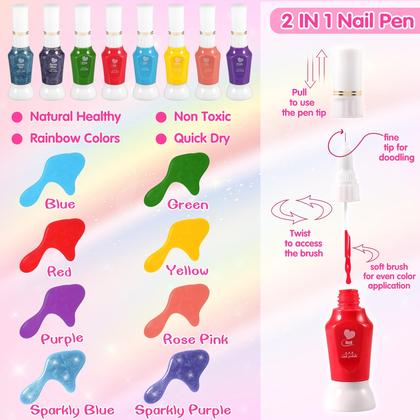 Imagem de Conjunto de esmaltes INNOCHEER Kids para meninas de 4 a 12 anos com acessórios