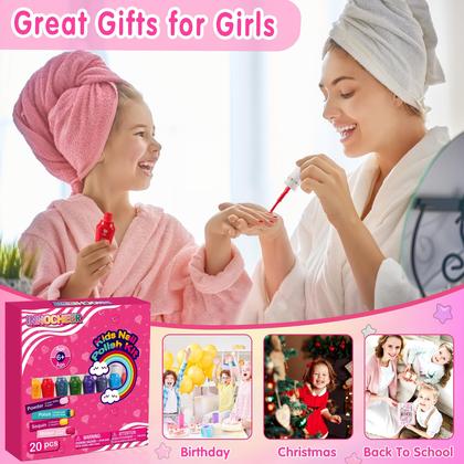 Imagem de Conjunto de esmaltes INNOCHEER Kids para meninas de 4 a 12 anos com acessórios