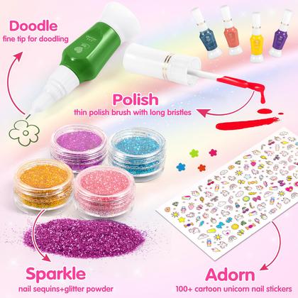 Imagem de Conjunto de esmaltes INNOCHEER Kids para meninas de 4 a 12 anos com acessórios