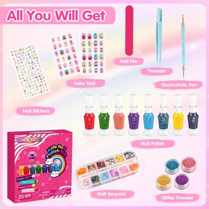 Imagem de Conjunto de esmaltes INNOCHEER Kids para meninas de 4 a 12 anos com acessórios