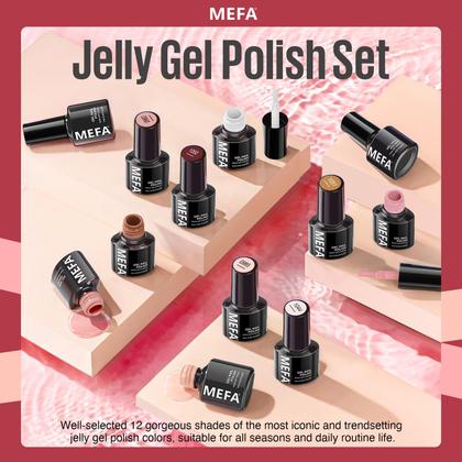 Imagem de Conjunto de Esmaltes MEFA Jelly Gel - 12 Cores Vibrantes