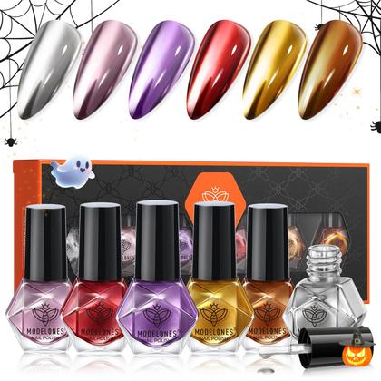 Imagem de Conjunto de esmaltes modelones de 6 cores Metallic Mirror Chrome