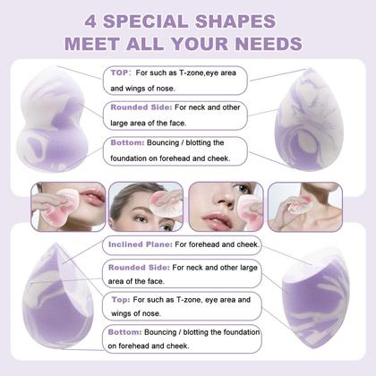 Imagem de Conjunto de esponjas de maquiagem Coieaa Foundation Blending, 4 unidades com estojo