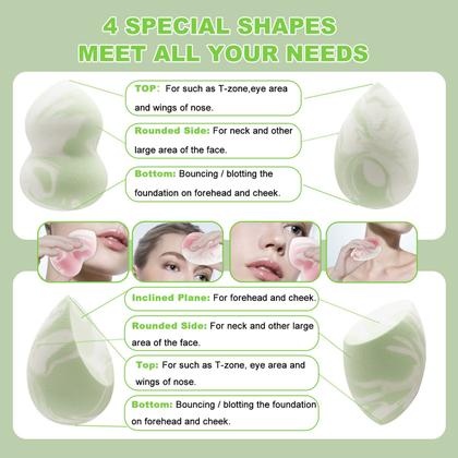 Imagem de Conjunto de esponjas de maquiagem Coieaa Foundation Blending, 4 unidades com estojo