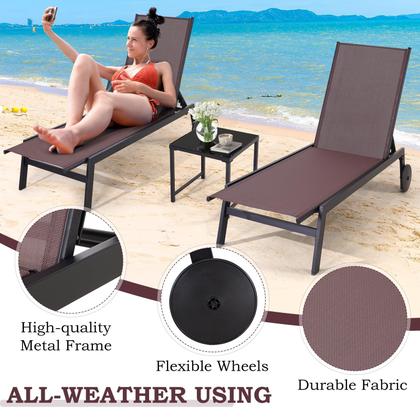 Imagem de Conjunto de espreguiçadeira EROMMY ajustável à prova d'água ao ar livre, 2 peças