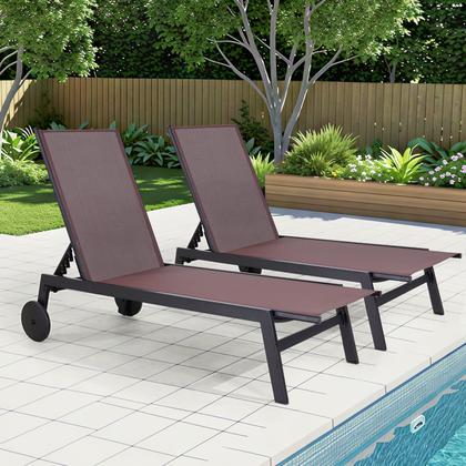 Imagem de Conjunto de espreguiçadeira EROMMY ajustável à prova d'água ao ar livre, 2 peças