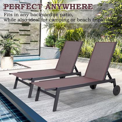 Imagem de Conjunto de espreguiçadeira EROMMY ajustável à prova d'água ao ar livre, 2 peças