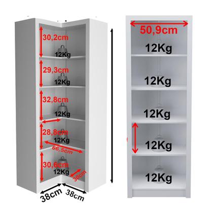 Imagem de Conjunto de Estante de Canto com Armário 2 Portas Office Branco