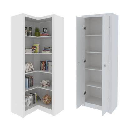 Imagem de Conjunto de Estante de Canto com Armário 2 Portas Office Branco