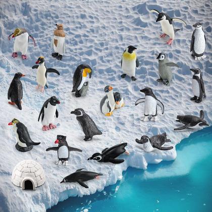 Imagem de Conjunto de estatuetas BRETOYIN Arctic Penguin com iglu, 21 unidades