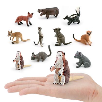 Imagem de Conjunto de estatuetas de animais florestais, 10 unidades de animais selvagens realistas de PVC