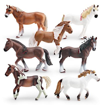 Imagem de Conjunto de estatuetas de cavalos realistas de PVC, 7 unidades para crianças a partir de 3 anos