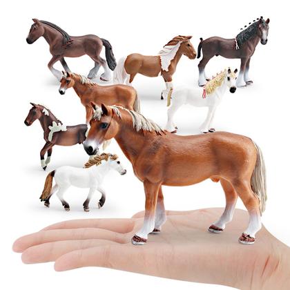 Imagem de Conjunto de estatuetas de cavalos realistas de PVC, 7 unidades para crianças a partir de 3 anos