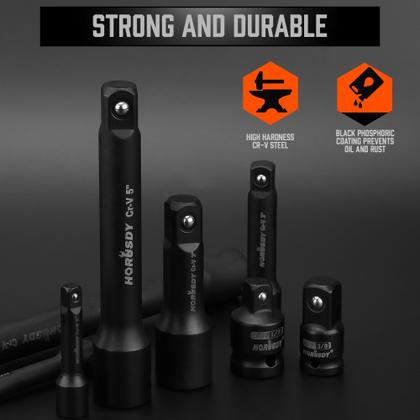 Imagem de Conjunto de extensão de soquete HORUSDY 12 unidades de 1/4, 3/8 e 1/2