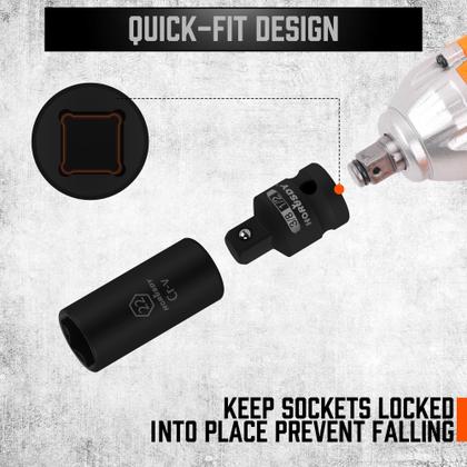 Imagem de Conjunto de extensão de soquete HORUSDY 12 unidades de 1/4, 3/8 e 1/2