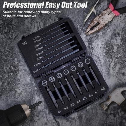 Imagem de Conjunto de extrator de parafusos danificado Topec 16PCS com estojo de armazenamento