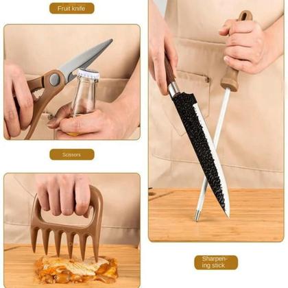 Conjunto De Facas 8 Pecas Churrasco Cozinha Profissional