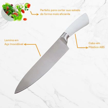 Imagem de Conjunto de Facas de 8 Peças com Suporte Chaira Tesoura e Faca Jogo de Facas em Aço Inox