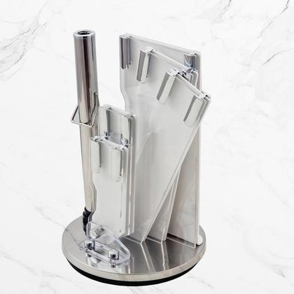 Imagem de Conjunto de Facas de 8 Peças com Suporte Chaira Tesoura e Faca Jogo de Facas em Aço Inox