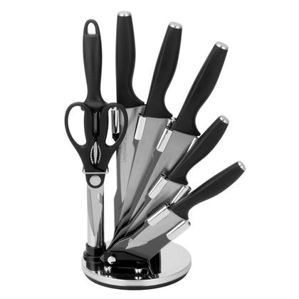 Imagem de Conjunto de Facas de 8 Peças com Suporte Chaira Tesoura e Faca Jogo de Facas em Aço Inox