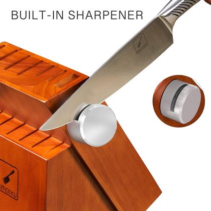 Imagem de Conjunto de facas de cozinha imarku 14 peças de afiador de blocos de aço inoxidável