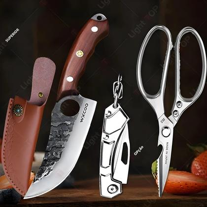 Imagem de Conjunto De Facas De Cozinha Multifuncionais: Cutelo De Carne, Faca Para Desossar, Fatiador De