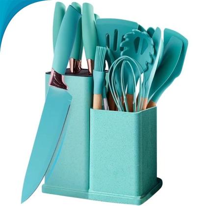 Imagem de Conjunto de Facas e Utensílios 19 Peças Dia Das Mães Cozinha Rosa