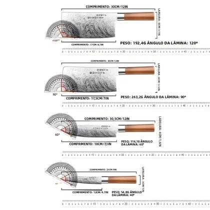 Imagem de Conjunto De Facas Estilo Japonês Com Textura Damascada, 1/4 Peças, Faca De Chef Afiada, Santoku,