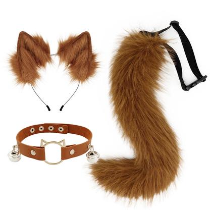 Imagem de Conjunto De Fantasia De Halloween Com Orelhas De Gato E Cauda De Raposa De Pelo Sintético Com Clipe