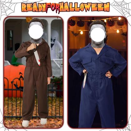 Imagem de Conjunto de fantasias de Halloween Calevoit Kids Michael Myers Brown M