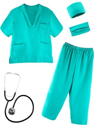 Imagem de Conjunto de fantasias Doctor Scrubs Puteraya para crianças de 5 a 7 anos com brinquedos