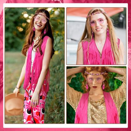 Imagem de Conjunto de fantasias Leumoi dos anos 60 e 70 para mulheres, roupas de discoteca, vermelho XXL