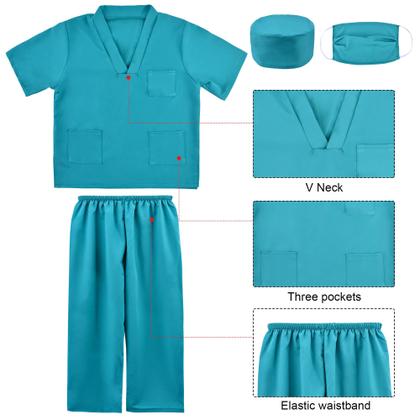 Imagem de Conjunto de fantasias ZZIHAN Doctor Scrubs para crianças 6-8T com estetoscópio