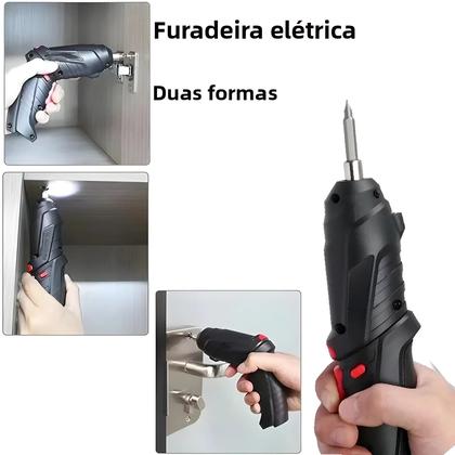 Imagem de Conjunto De Ferramentas Elétricas Com Furadeira Sem Fio Recarregável De 3.6V, Bateria De Lítio De