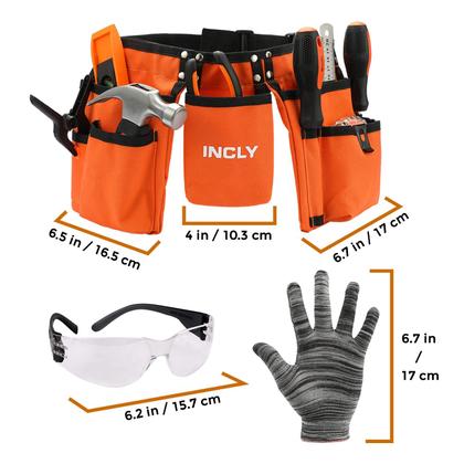 Imagem de Conjunto de ferramentas INCLY 95 PCS Kit de ferramentas manuais reais para crianças com cinto e bolsa