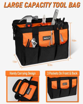 Imagem de Conjunto de ferramentas INCLY Kids Real, 24 peças com bolsa de ferramentas, chave de fenda Hammer