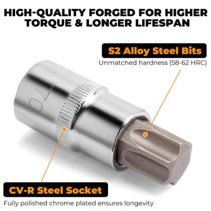 Imagem de Conjunto de ferramentas MULWARK 64 peças Torx Sockets S2 Cr-V Steel