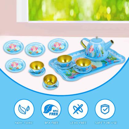 Imagem de Conjunto de festa de chá Fairy Toona Mermaid de 15 peças para meninas de 3 a 6 anos