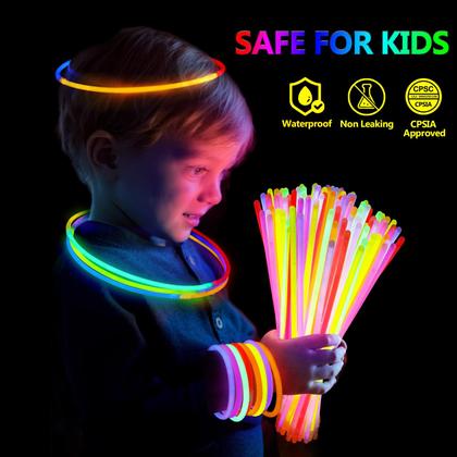 Imagem de Conjunto de festa Glow Sticks BUDI 150 unidades de 8 cores que brilham no escuro