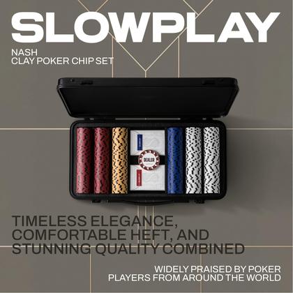 Imagem de Conjunto de fichas de pôquer SLOWPLAY Nash 14g Clay 500 unidades com estojo e cartões