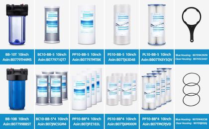 Imagem de Conjunto de filtros de água Geekpure Whole House de 10 polegadas com PP e carbono