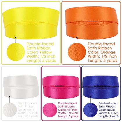 Imagem de Conjunto de fitas MEEDEE Rainbow Ribbon 10 cores 1,5 cm x 4,5 m cada