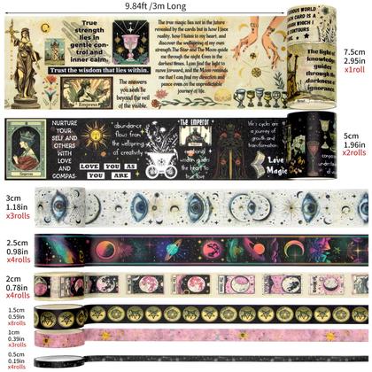 Imagem de Conjunto de fitas Washi Geesinimo Tarot Theme 29 rolos 7,5 cm - 0,5 cm