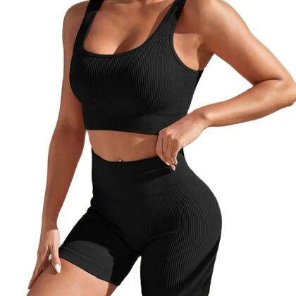 Imagem de Conjunto de Fitness Yoga Feminino - Cintura Alta, Sem Costura, Secagem Rápida