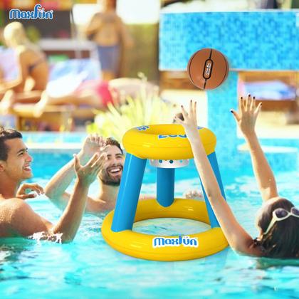 Imagem de Conjunto de flutuadores de piscina Max Fun, cesta de basquete flutuante inflável