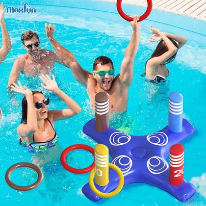 Imagem de Conjunto de flutuadores de piscina Max Fun, cesta de basquete flutuante inflável