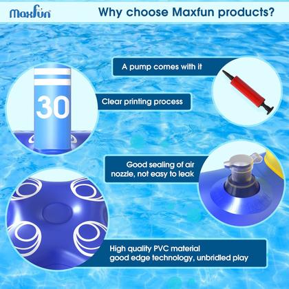 Imagem de Conjunto de flutuadores de piscina Max Fun, cesta de basquete flutuante inflável
