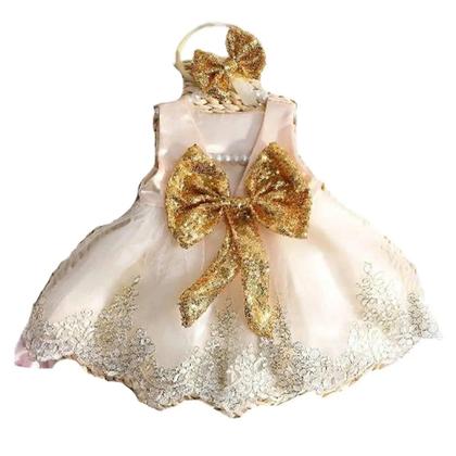 Imagem de Conjunto De Fotografia Para Bebê Menina Recém-Nascida Vestido De Renda Com Faixa De Glitter Para